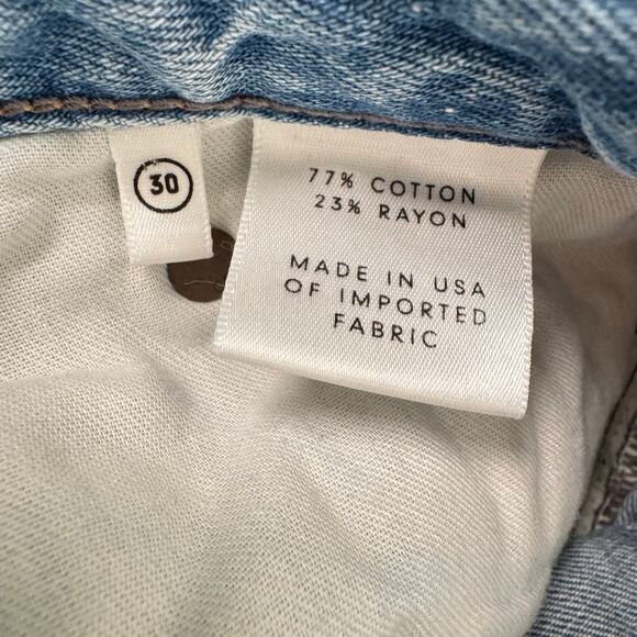 Grlfrnd Kiara Tomboy Jeans Light Wash Blue Tripped Up Distressed Ripped Size 30 - Picture 10 of 13